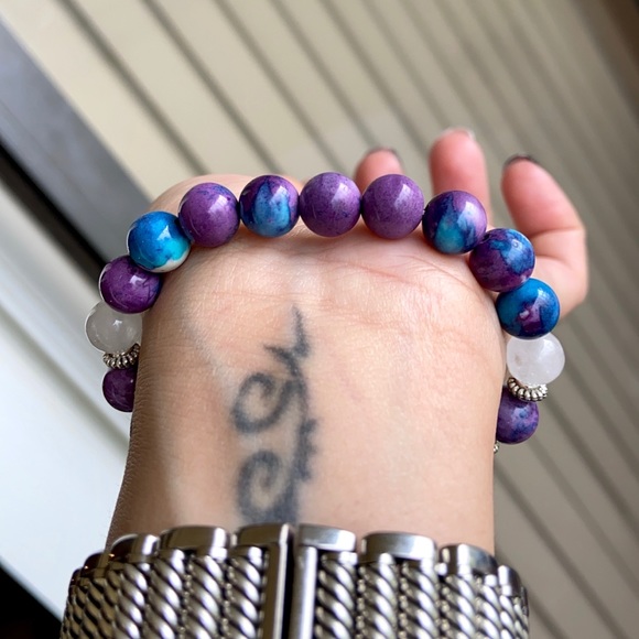 Silver buddha white agate & snow purple jasper - Picture 9 of 15